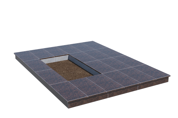 Площадки на могилу в Москве | Площадка с вертикальной (10 см) облицовкой Дымовским гранитом (под цветник)