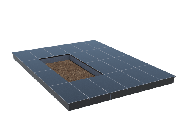 Площадки на могилу в Москве | Площадка с вертикальной (10 см) облицовкой гранитом Габбро (под цветник)