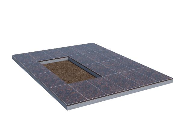 Площадки на могилу в Москве | Площадка с облицовкой Дымовским гранитом (под цветник)